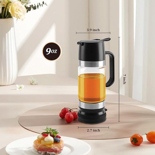 Premium No-Drip Glass Honey Dispenser & Syrup Pot (9oz) - Mess-Free Pouring